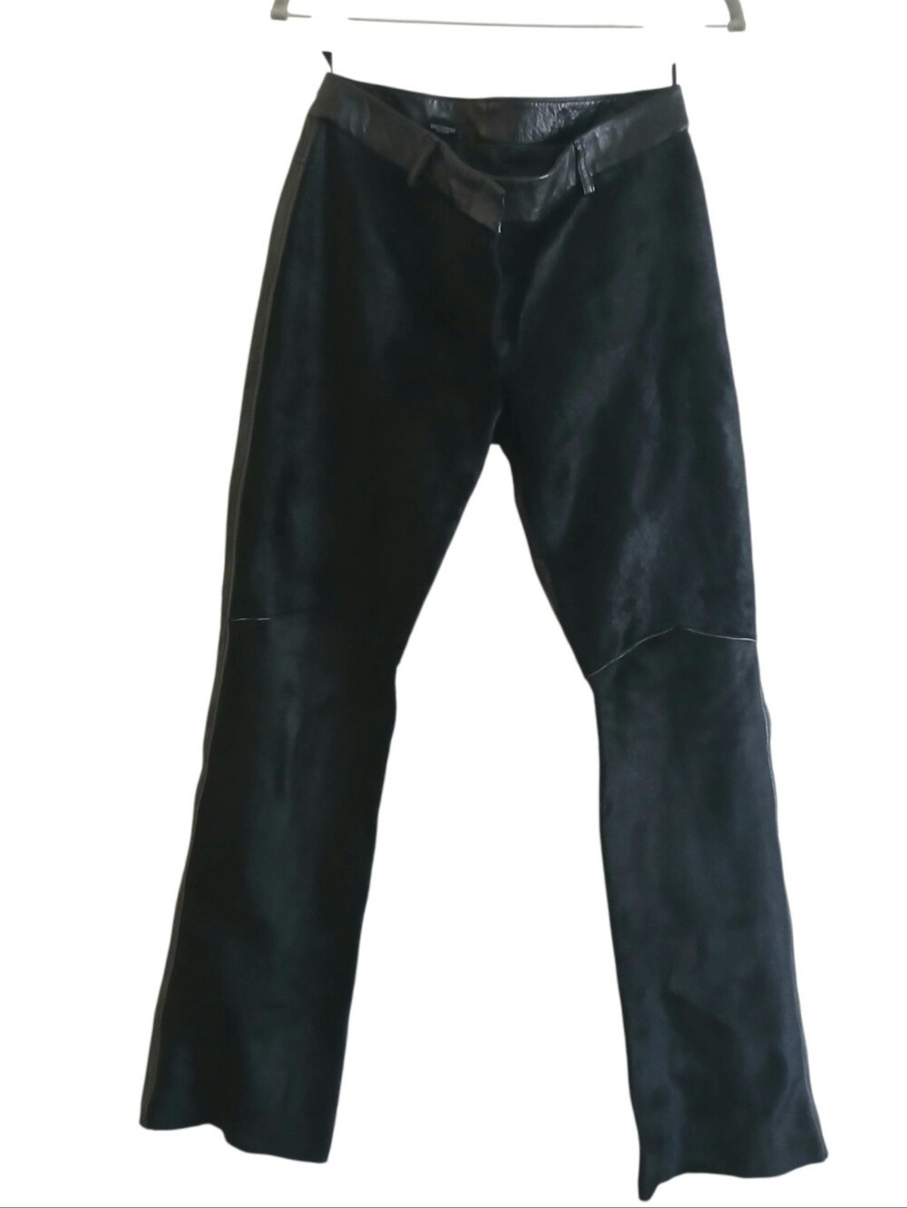 BRANDON THOMAS Fur And Leather Bootcut Jeans Women's 3/4 Black Soft Lined Moto